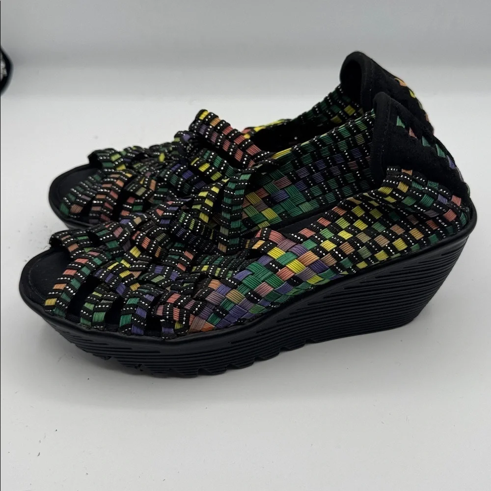 Skechers Parallel Crossed Wires wedge sandals size 5.5 multicolor rainbow